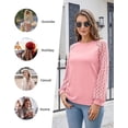 thumbnail image 4 of Aiyino Women's Long Sleeve Round Neck Tops Lace Casual Loose Blouses T Shirts, 4 of 7