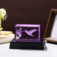 thumbnail image 4 of Figura de colibrí de cristal YWHL 3D grabada con láser con base de luz, 4 of 9