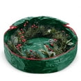 thumbnail image 3 of 1PC Christmas Wreath Storage Bag Round Garland Wreaths Storage Container with Clear Window Holiday Wreath Storage Box Strong Handles and Zippers, PE Green 75*20cm, 3 of 7