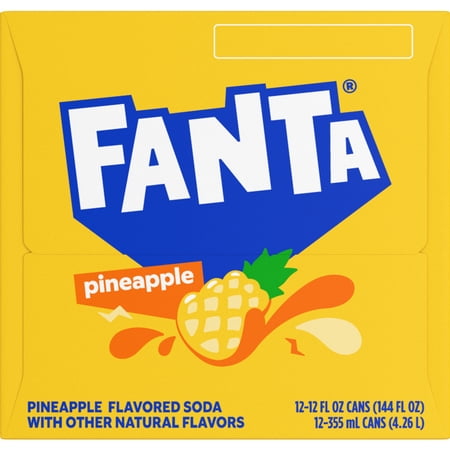 Fanta Pineapple Soda Pop Fridge Pack Cans, 12 fl oz, 12 Pack