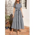 thumbnail image 4 of PRETTYGARDEN Women's Summer Maxi Button Up Shirt Dress Short Sleeve Striped A Line Long Flowy Elegant Spring Dresses, 4 of 10