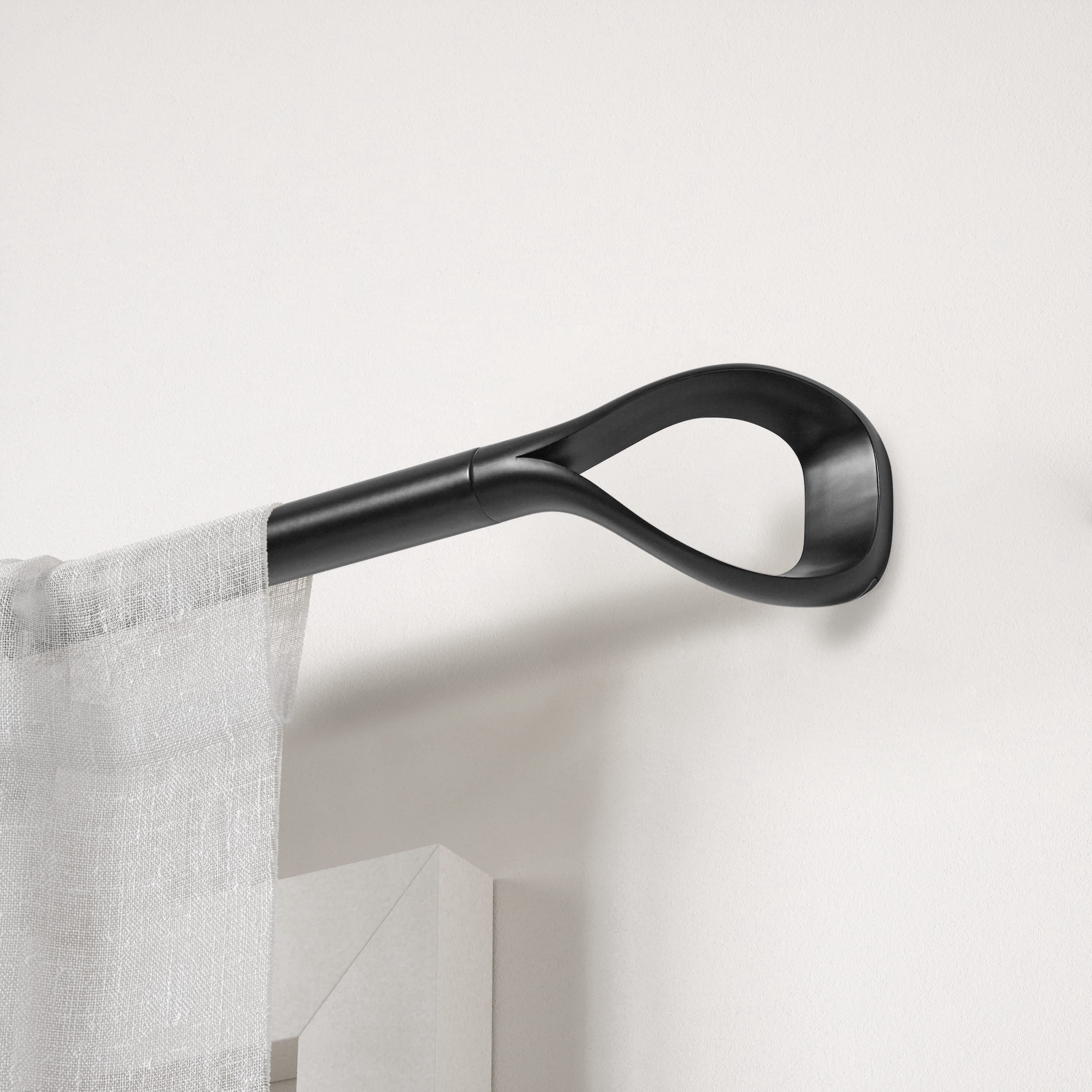 Umbra 1" Lasso Curtain Rod, 44-120", Black