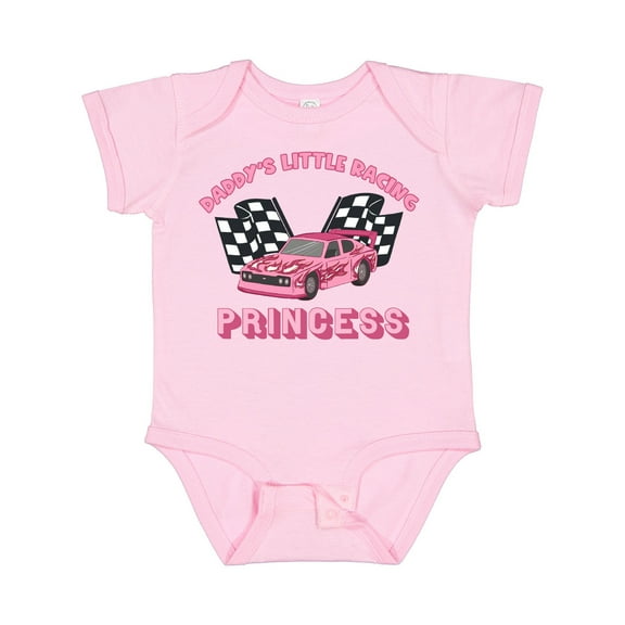Inktastic Daddy's Racing Princess Pink Race Car Boys or Girls Baby Bodysuit