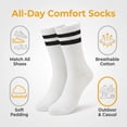 thumbnail image 2 of 6 Pairs Crew Socks for Women Striped Cotton Causal Arch Support Soft Breathable Socks 5-10, 2 of 6