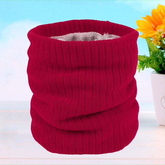 OUNONA Red Knitting Scarf with Thick Fleece Lining One Size Fits Most Comfortable