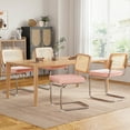 thumbnail image 3 of Farini Dining Chairs Set of 2, Mid-Century Modern Kitchen Chairs with Rattan Backrest & Velvet Upholstery, Pink, 3 of 8