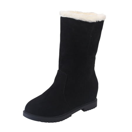 

Sexlip Women s Suede Boots Winter Warm Fur Lined Knee High Boots Comfortable Platform Wedge Booties Outdoor Active Snow Boots Black 36