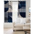 thumbnail image 2 of Boho Navy Blue Kitchen Curtains Modern Geometric Abstract Art Cafe Short Curtains for Bathroom Blackout Window Curtain Grommet Small Window Treatment Tier Drapes for Bedroom Living Room 27.5"x39"x2, 2 of 9