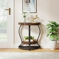 Tribesigns Half Round End Table, 2 Tier Half Moon Side Table Semi