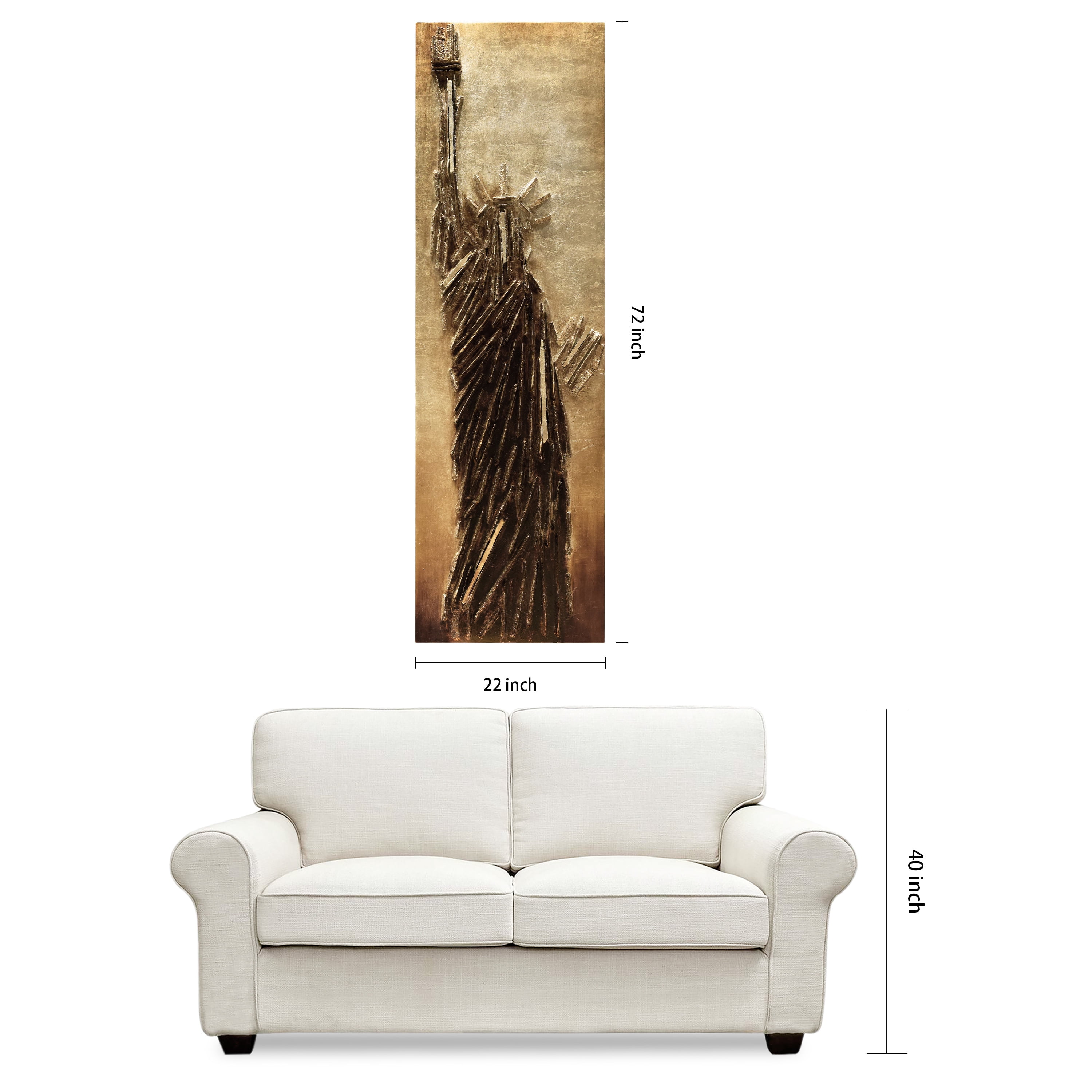 Empire Art Direct PMO-130318-7222 Handed Painted Rugged Wooden Wall Sculpture  with Gold Leaf - Liberty