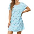 thumbnail image 2 of QUINDOS Womens Pajamas Mini Short Nightgowns for Women Short Sleeve Crew Neck Sleep Shirt Casual Print Loose Sleepwear Night Dress, 2 of 5