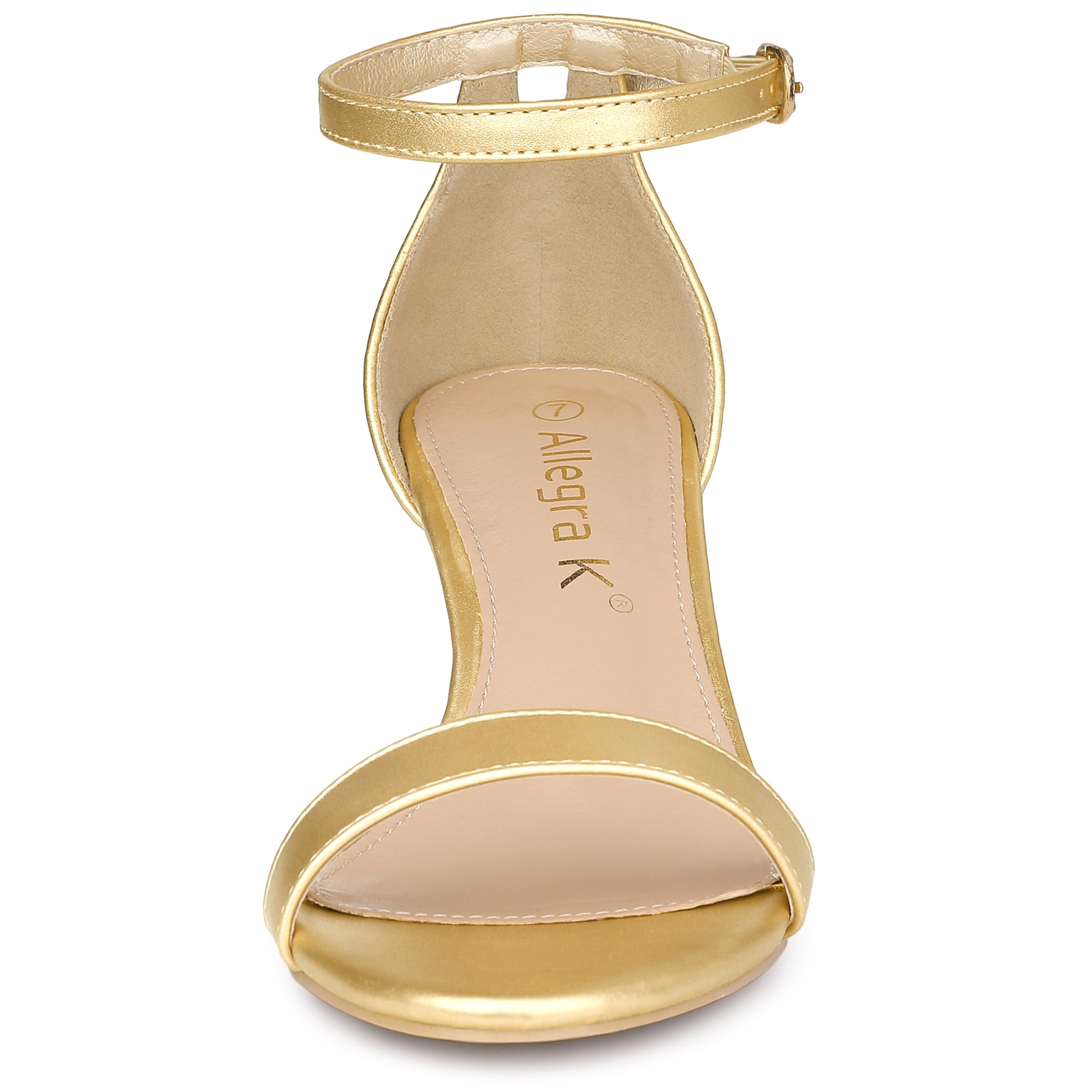 DARING DIVA Women's Ankle Strap Low Wedge Heels Sandals Gold US 8/UK 6/EU 38