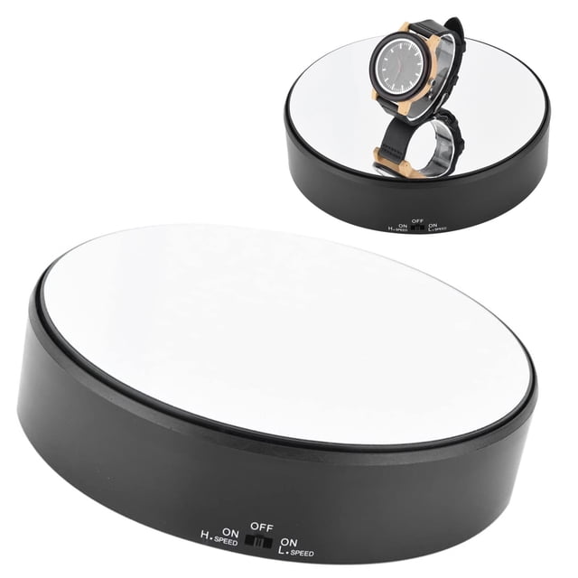 ABS Plastic Mirror Surface Rotating Display Stand Adjustable Speed 360 Turntable for Jewelry Watch Cosmetic