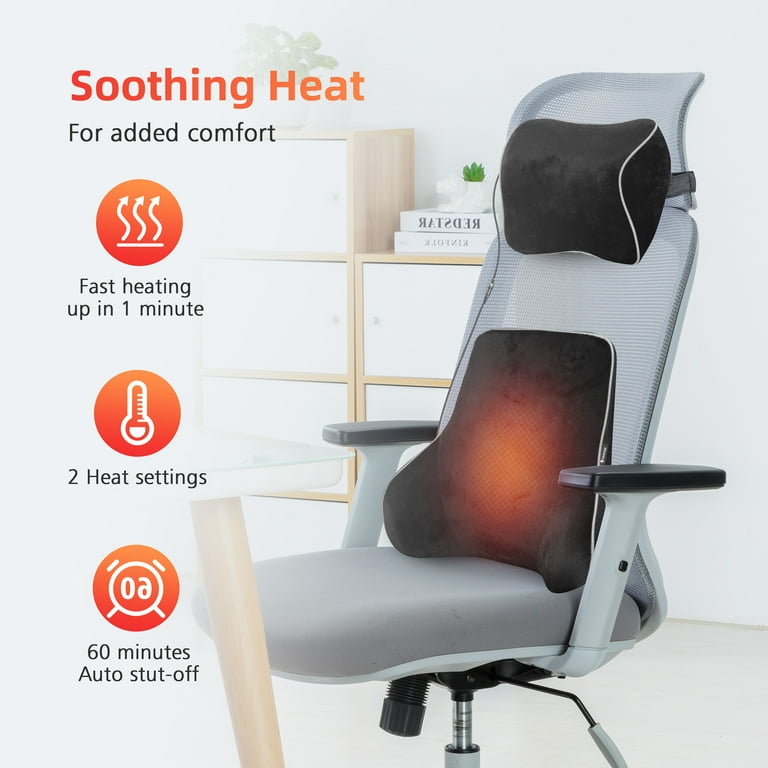 Comfier Back Massager for Pain Relief, Lumbar Black Support Pillow, 3 Massage Modes 2 Heat Levels, Cushion for Office Chair, Car, Recliner, Gifts