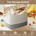 thumbnail image 3 of 108L Extra Large Blanket Basket, 25”x16”x16” Rectangle Woven Cotton Rope Baskets for for Living Room, Toy Storage with Handle- Gradient Grey, 3 of 13