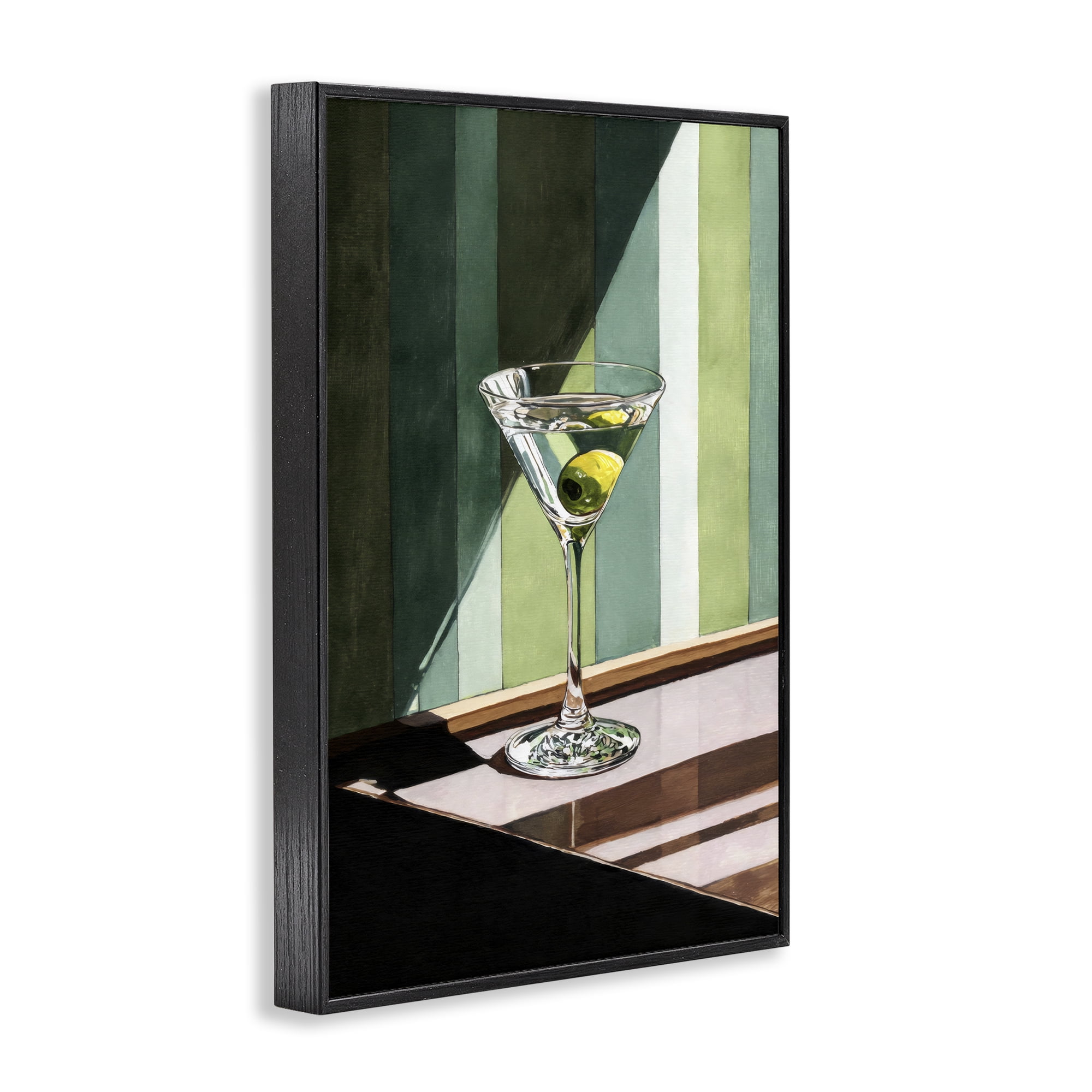 Stupell Industries Olive Martini in Sun Beam Black Framed Giclee Art, design by Petal Prints Design
