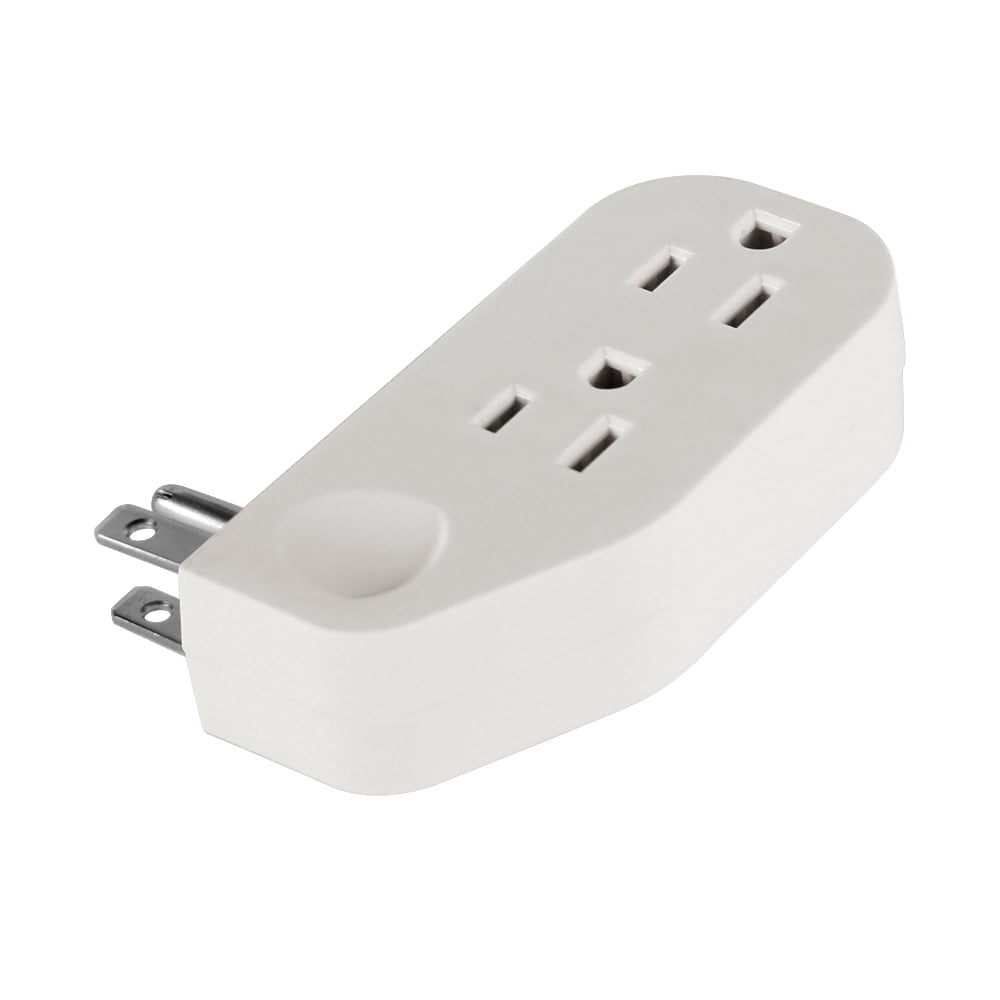 Hyper Tough 3-Outlet Grounded White Right Angle Plug-in Type Wall Tap, 15 Amps