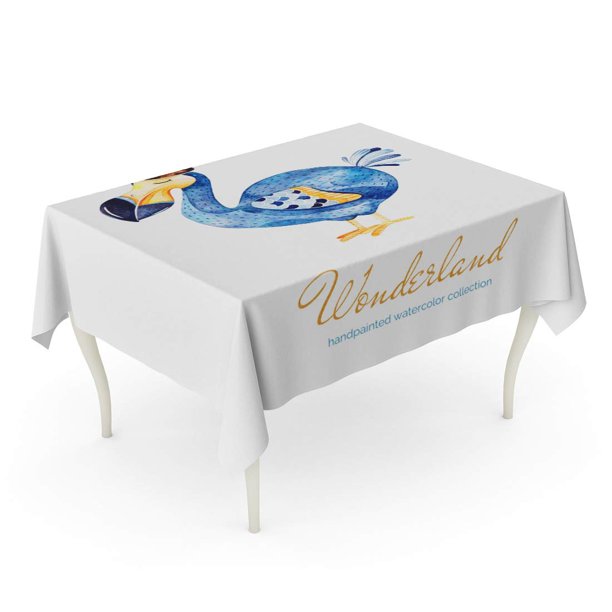 Sidonku Wonderland Collection Lovely Watercolor With Cute Dodo Bird With Cylinder Hat Tablecloth Table Desk Cover Home Party Decor 60x84 Inch Walmart Com Walmart Com