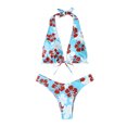 thumbnail image 5 of Moda mujer Split traje de baño Show cintura Halter Tie impresión Sexy Bikini Fridja  nalpqowj19928, 5 of 5