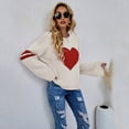 thumbnail image 3 of Vedolay Sweaters for Women Trendy Women's 2023 Trendy Fall Fashion Knit Ribbed Stripe Crop Pullover Sweater,White XL, 3 of 5