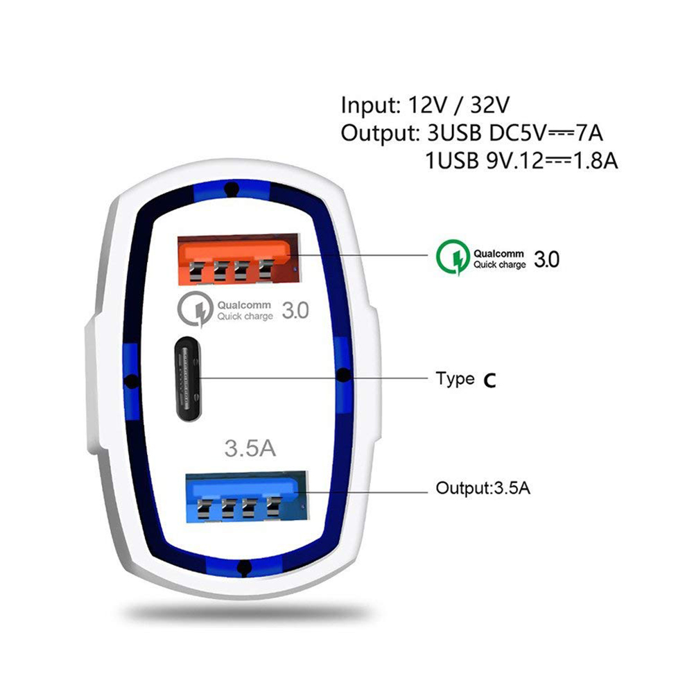 Electronic Quick Charge 3.0 with USB Type C Car Charger Built-in Power