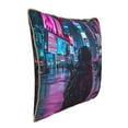 thumbnail image 2 of Fotbe Neon Night Cityscape Pattern Velvet Decorative Throw Pillow Covers with Elegant Piping, Soft Plush Cushion Cover for Sofa, Bed, Car, Office-18"x18", 2 of 8