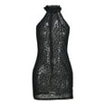 thumbnail image 6 of Seyurigaoka Women Zipper Sexy Mesh See-Through Dress, Leopard Print Half Turtleneck Sleeveless Short Dress, 6 of 9