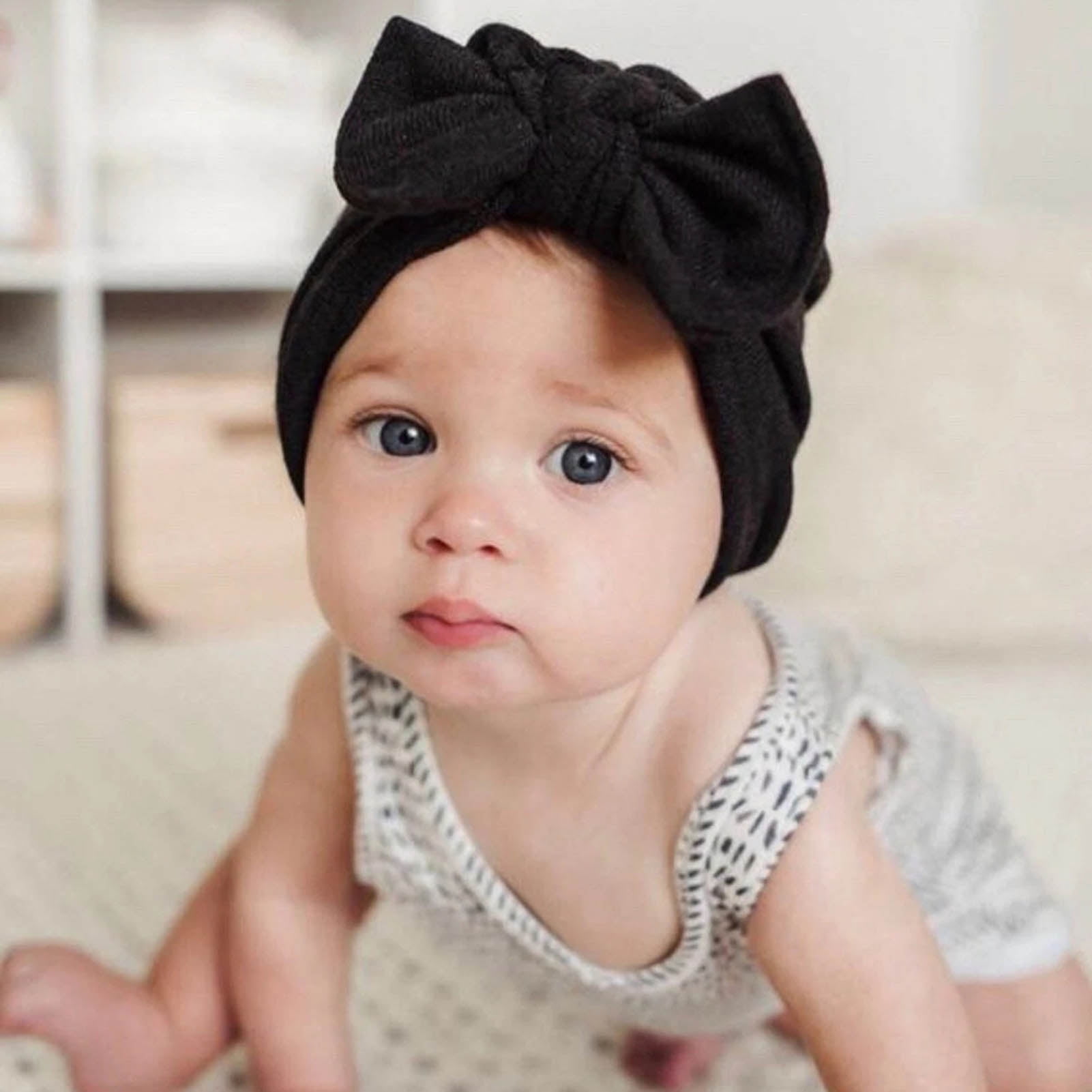 Trayknick Baby Hat Solid Color Bow Autumn Winter Sweet Windproof Indian Cap for Outdoor Yellow Walmart