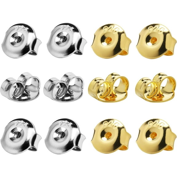 14K Gold Plated Earring Backs Replacements, 925 Sterling Silver Hypoallergenic Secure Gold Earring Backs Locking for Studs Earrings