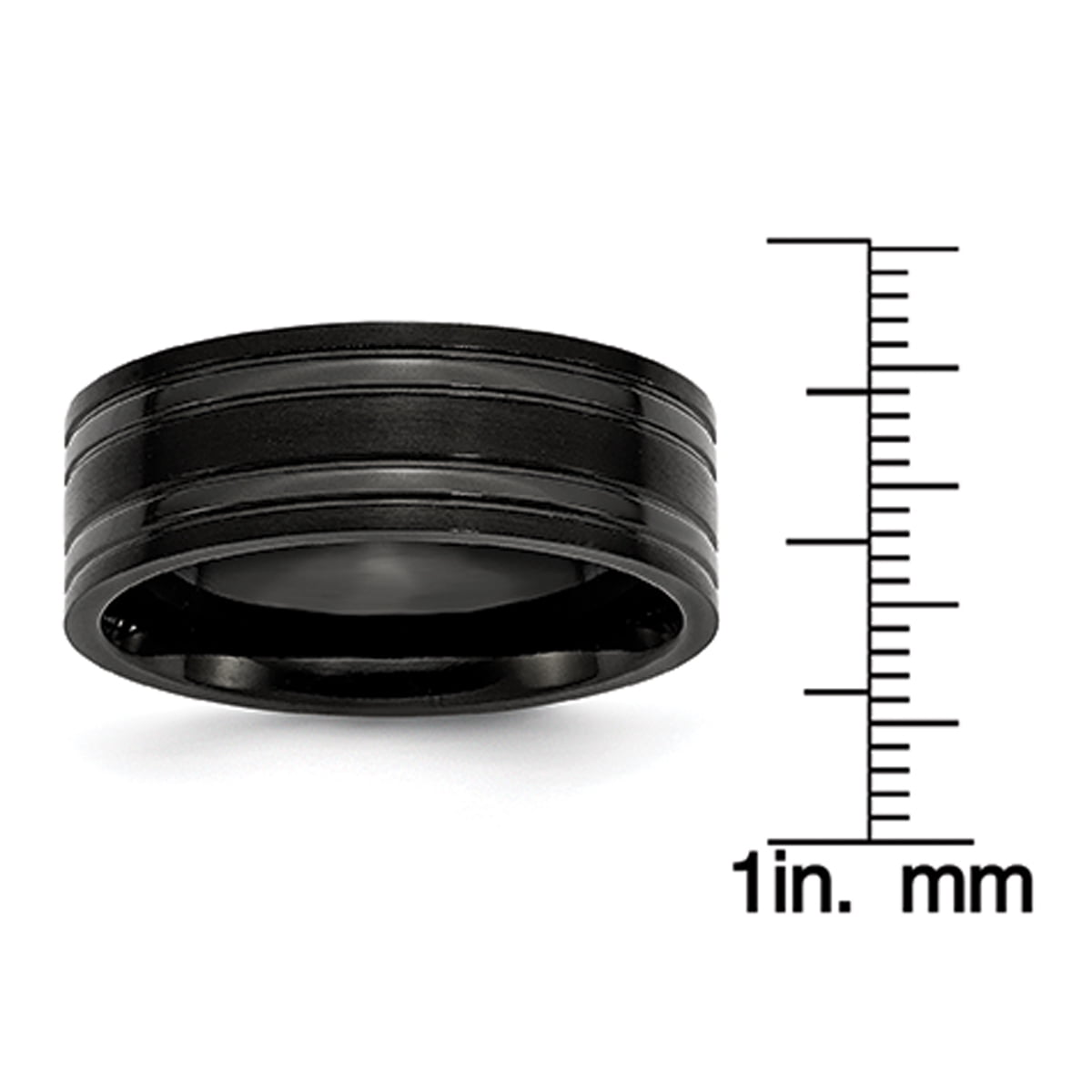 Titanium Grooved Black IP-plated 8mm Brushed and Polished Band