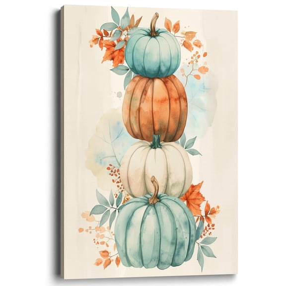 Tuohai Autumn Pumpkin Canvas Wall Art Kitchen Living Room Decor 12x8 inch