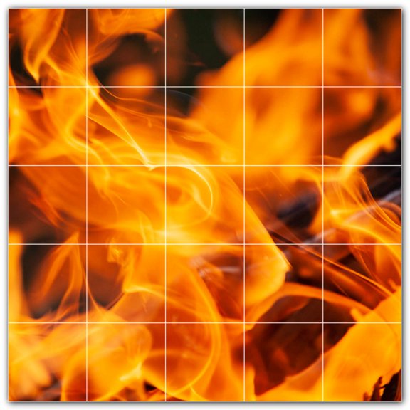 Picture-Tiles.com: Fire Ceramic Tile Wall Mural WAL500604-55XL. 60"W x 60"H using (25) 12" x 12" Ceramic Tiles-Satin Finish