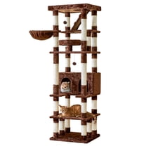 MWPO 74.8-in Extra Large Cat Tree with Double Condo and Scratching Post Tower,Brown