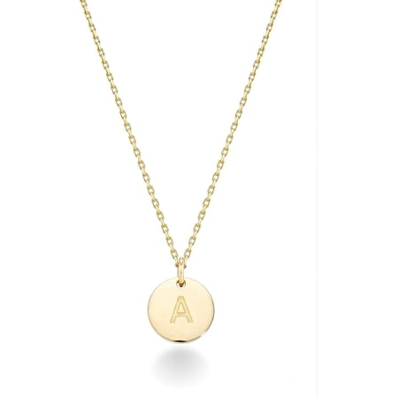 Soleilie Round Initial Pendant Necklace - Dainty Gold Tone Letter Charm on Adjustable 18-20 Inch Cable Chain, Hypoallergenic Personalized Jewelry Gift for Women
