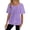 Purple, variant on Fashion Casual Solid Color New Women's T Shirt Loose Simple Short Sleeved Short Sleeved T Shirt Green M Bark Wrinkled Fabric Short Sleeve Shirts for Women