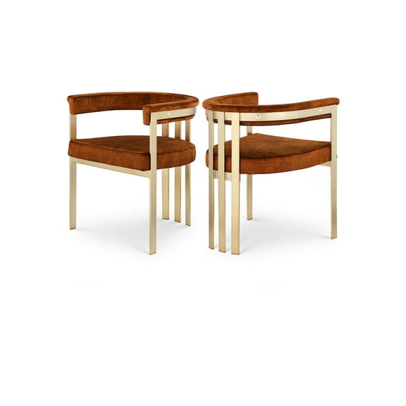 Meridian Furniture Marcello Cognac Velvet Dining Chair (Set of 2)