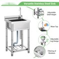 thumbnail image 7 of Freestanding Stainless Steel Utility Sink, Single Bowl with Dual Faucet Connections, Adjustable Legs for Kitchen, Laundry Room, Pet Washing Station, Ideal Small Dog Bath Tub, 7 of 7
