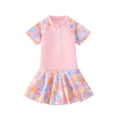 thumbnail image 2 of Gytharion Summer One-Piece Bathing Suits for Teen Girls Fashion Print Short Sleeve Zipper Skirted Swimsuit Kids Girls Cute Swimming Dresses, Sizes 5-13 Years, 2 of 7