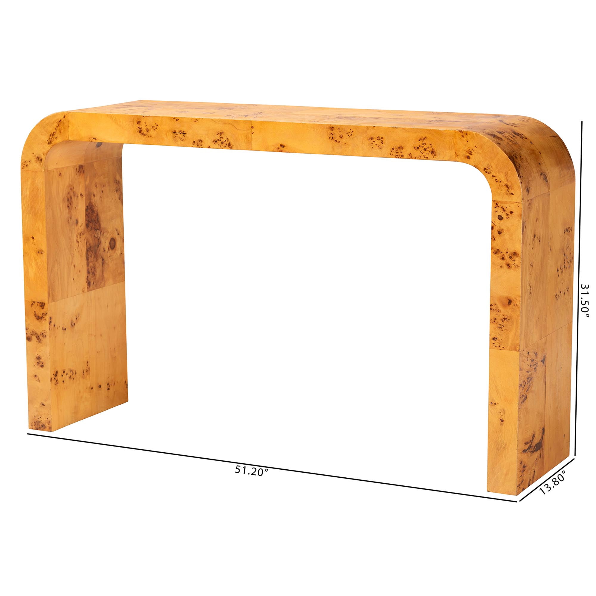 bali & pari Revelle Modern Console Table, Light Mappa Burl