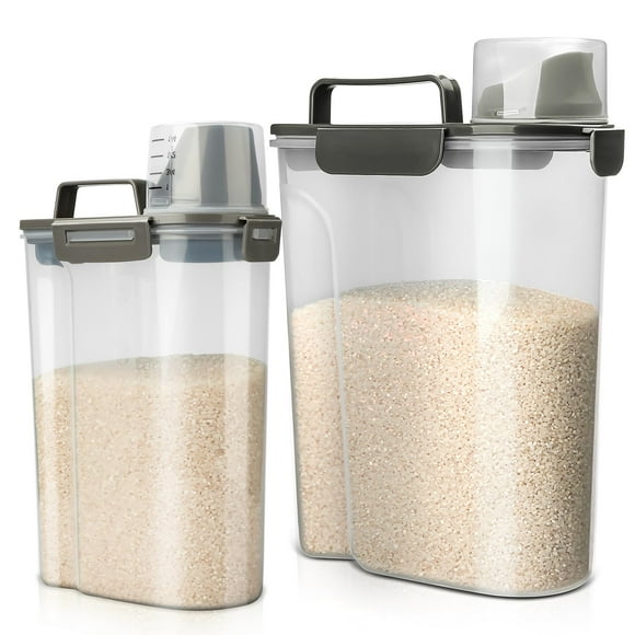 Recipiente de almacenamiento de arroz Viretec, paquete de 2, 2,5 a 4,5 kg, hermético