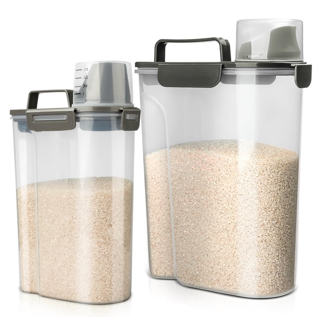 Recipiente de almacenamiento de arroz Viretec, paquete de 2, 2,5 a 4,5 kg, hermético