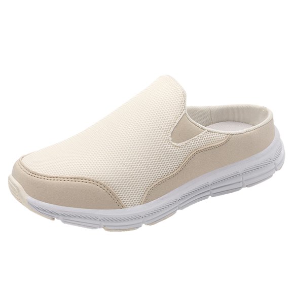 KaLI_store Women Shoes Women's Slip On Sneakers, Casual Everyday Shoes with Breathable Mesh Design, Lightweight & All-Day Comfort,Beige