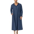 thumbnail image 4 of Father's Day Long Sleeve Kaftan Thobe, Men's Muslim Robe Hoodie Arab Robe Plain Hooded Button Up Casual Caftans, 4 of 6