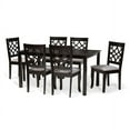 thumbnail image 2 of Baxton Studio Mael Modern and Contemporary Grey Fabric Upholstered and Dark Brown Finished Wood 7-Piece Dining Set, 2 of 7