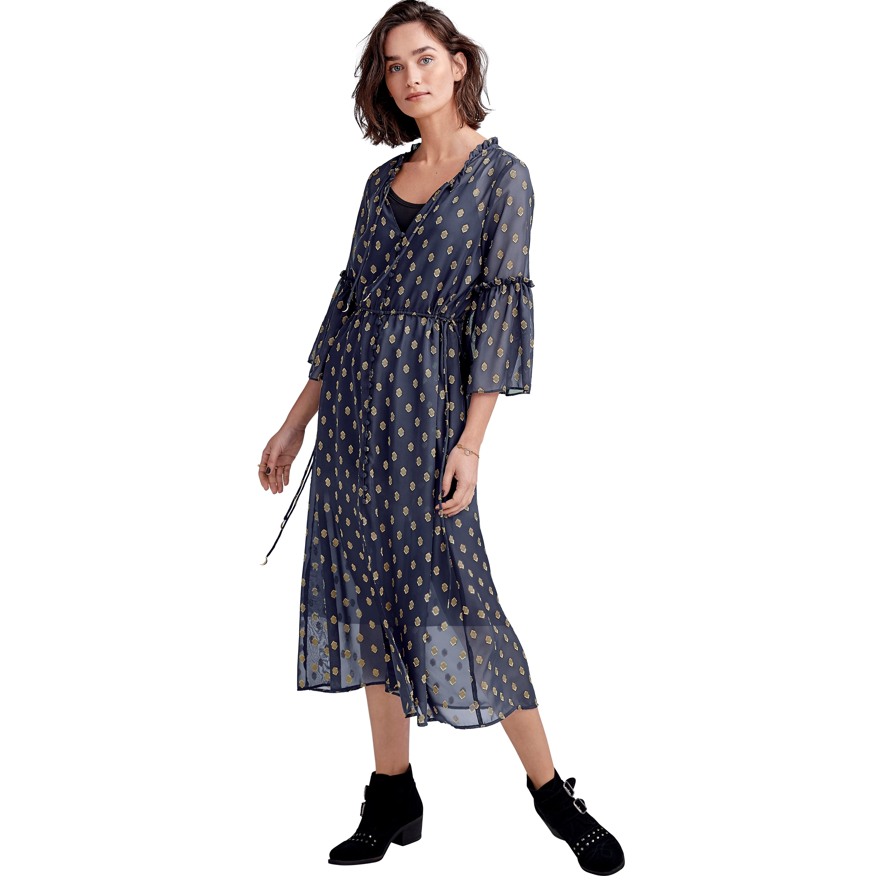 plus size midi dress with sleeves