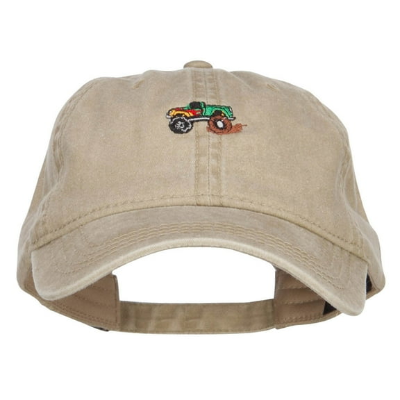 Mini Monster Truck Embroidered Washed Cap - Khaki OSFM