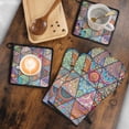 thumbnail image 5 of Multicolor Ethnic Geometric Pattern Kitchen Oven Mitt and Pot Holder Sets 4 Pcs for Baking, Cooking and Grilling, Heat Resistant Up To 392 °F, 5 of 7