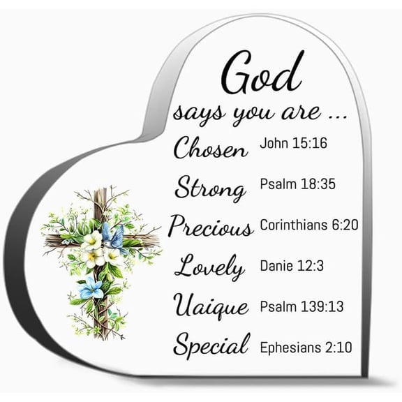 God Says You Are Chosen Thank You Gifts For Women Men, Decoration Heart Shape Acrylic Sign Gift