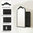 thumbnail image 3 of Jableast 16x24in Vintage Arched Medicine Cabinet with Mirror, Wall Mounted Bathroom Storage with Recessed/Surface Mount Options, Baroque Retro Design, Black Metal Frame,Easy Install Mirror Cabinet, 3 of 9