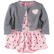 Bon Bebe Girls 12-24 Months Dot Cardigan Dress Set (Pink 18 Months)